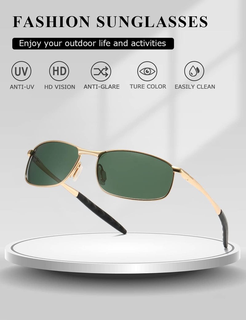 AEVOGUE Polarized Sunglasses For Men Rectangle Metal Frame Retro Sun Glasses AE0395 - Image 4